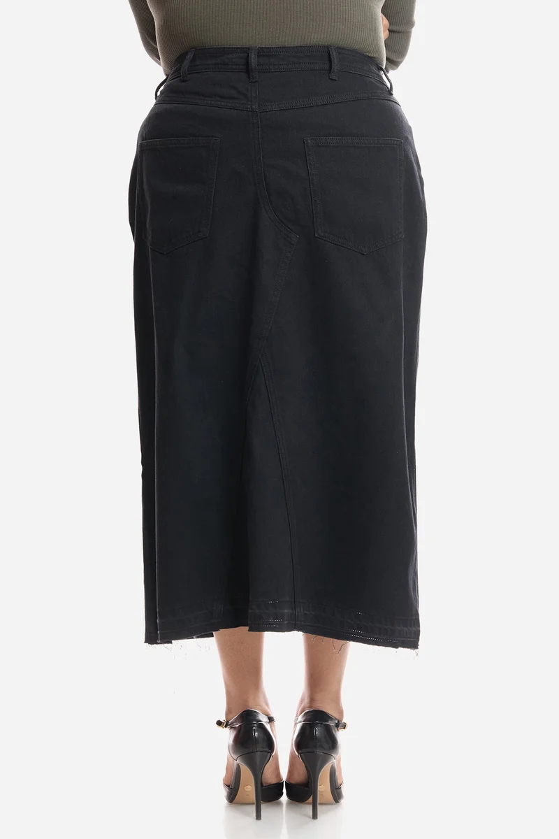 Virgio  Solid Cotton Asymmetrical Midi Plus Size Skirt for Women for Women | Best Price UAE