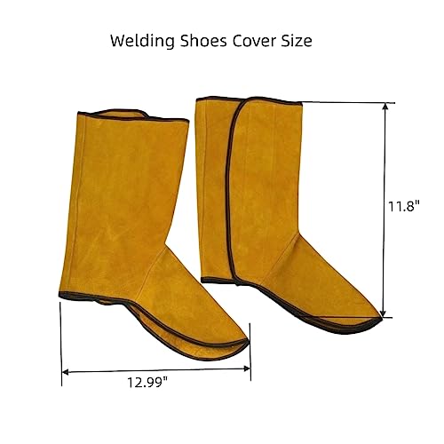 Sanseenia Leather Welding Boot Shoes Covers Fire Resistant Welding Spats Heat and Abrasion Resistant Welder Working Shoes Foot Protectors Covers Yellow Welding Gaiters - Image 3