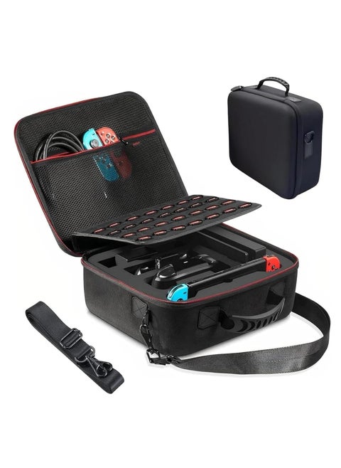 Switch Case Compatible with Nintendo Switch and Switch OLED Model, with 21 Game Cards Storage, Portable Full Protection Travel Case for Switch Accessories, Black