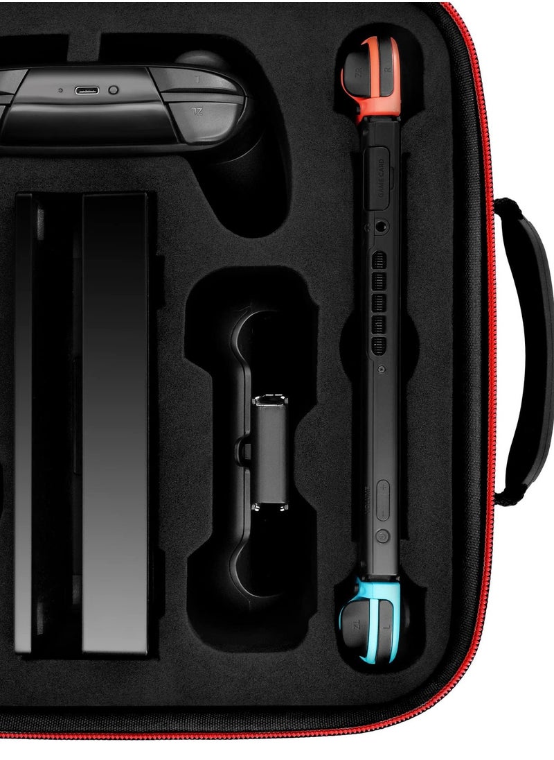 TRASSLE - Switch Case Compatible with Nintendo Switch and Switch OLED Model, with 21 Game Cards Storage, Portable Full Protection Travel Case for Switch Accessories, Black - Image 1