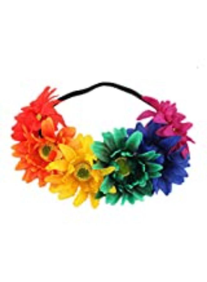 DDazzling Sunflower Crown Boho Crown Sunflower Headband Flower Hair Accessory (Rainbow) - Image 3