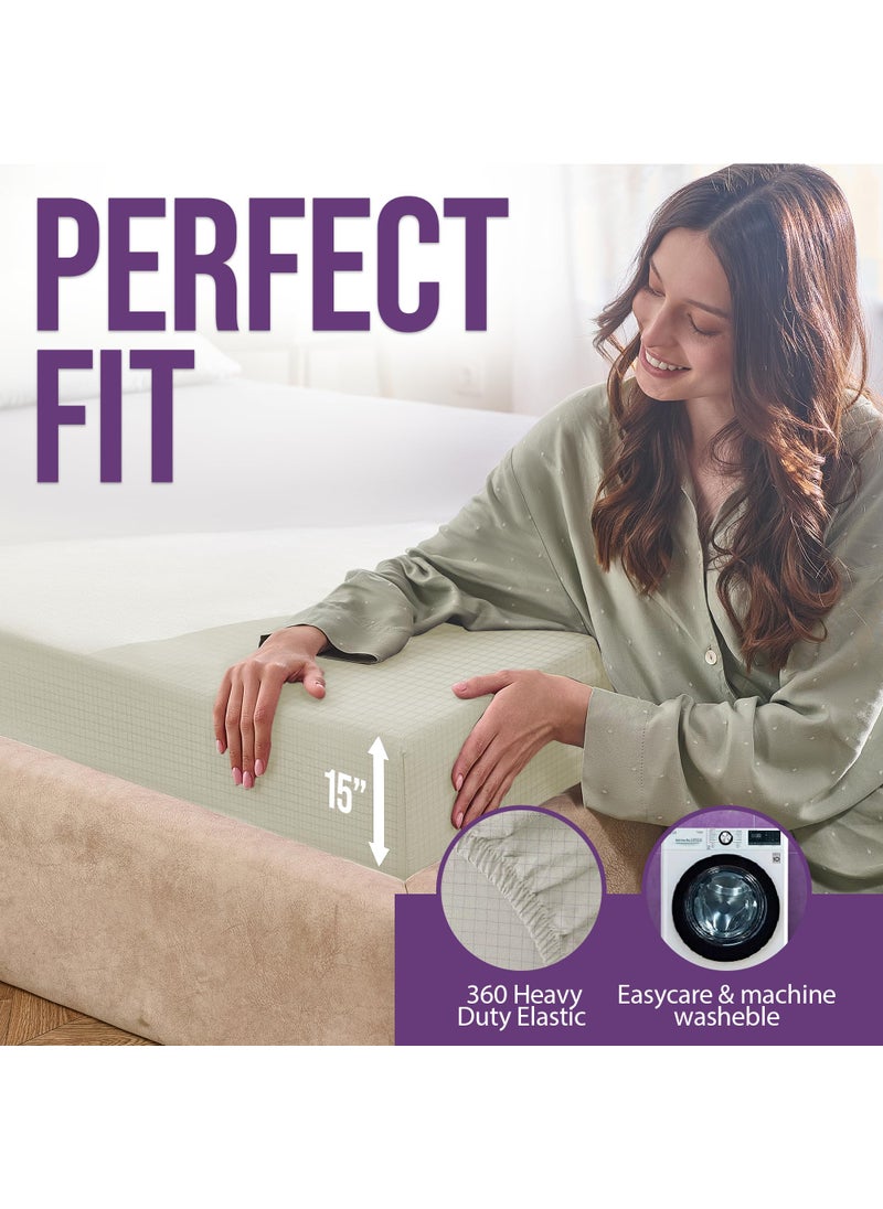 ECOHEAL Earth Grounding Fitted Sheet Twin Size with 12% Silver Fiber & 4% Silk & 84% Organic Cotton - Beige - Soft Earth Grounding Well Bed Sheets - Grounded Conductive Bed Sheets for Better Sleep  - Image 5
