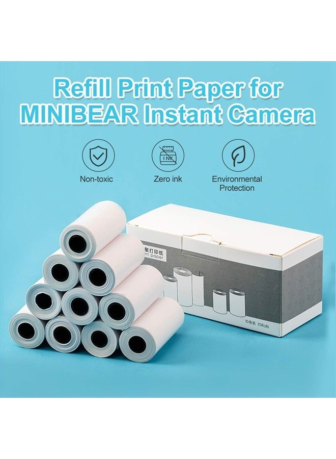 MINIBEAR 10 Rolls Print Paper for Kids Instant Print Camera Refill Print Paper Works with MINIBEAR VTech Kidizoom Camera, Zero Ink Thermal Paper Fit for Most Kids Instant Camera - Image 2