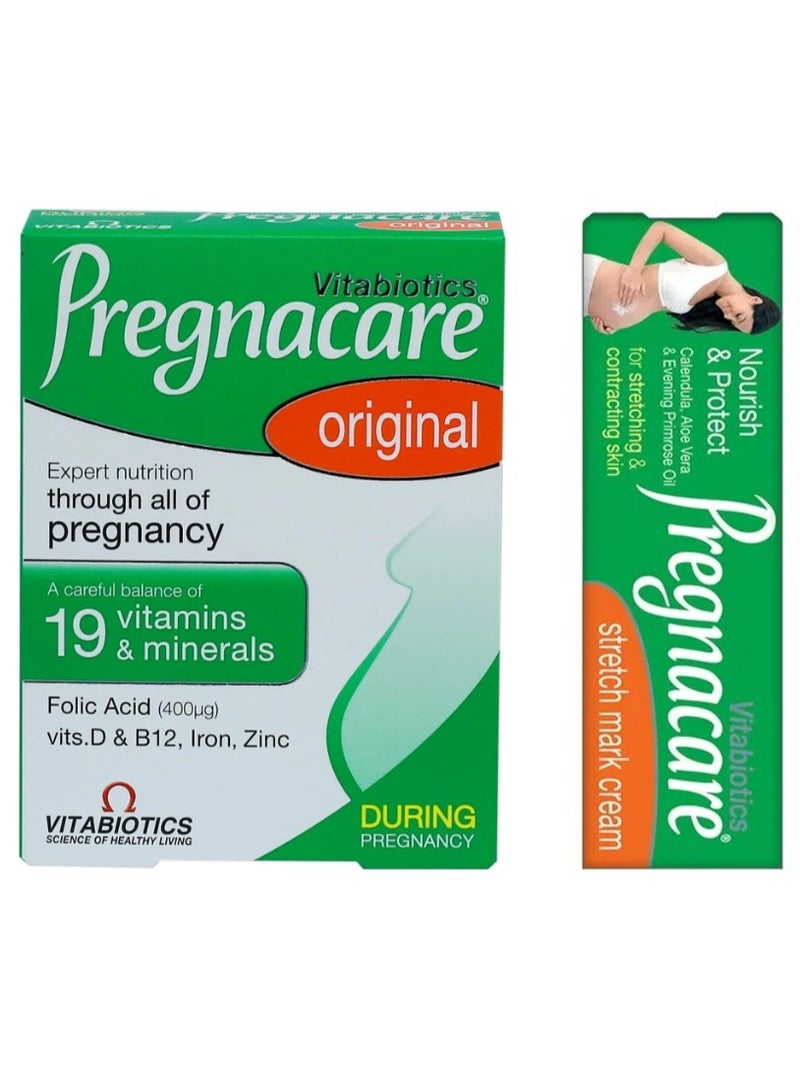 Pregnacare 2-in-1 Pregnancy Care Combo Pack | Tablets (30’s) + 100ml Stretch Mark Cream - Image 1