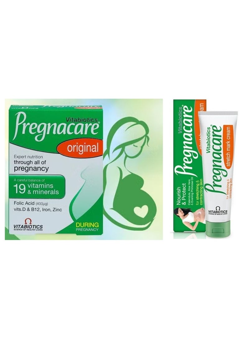 Pregnacare 2-in-1 Pregnancy Care Combo Pack | Tablets (30’s) + 100ml Stretch Mark Cream - Image 2