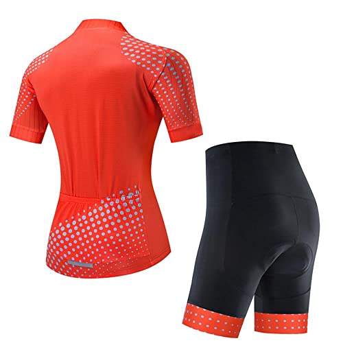 SUDU SUDO Women's Cycling Jersey Set Breathable Road Bike Shirts Kit Short Sleeve Cycling Clothing with 20D Gel Padded Bib Shorts - Image 2