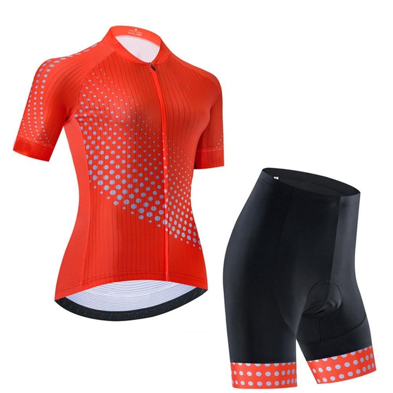 SUDU SUDO Women's Cycling Jersey Set Breathable Road Bike Shirts Kit Short Sleeve Cycling Clothing with 20D Gel Padded Bib Shorts - Image 3