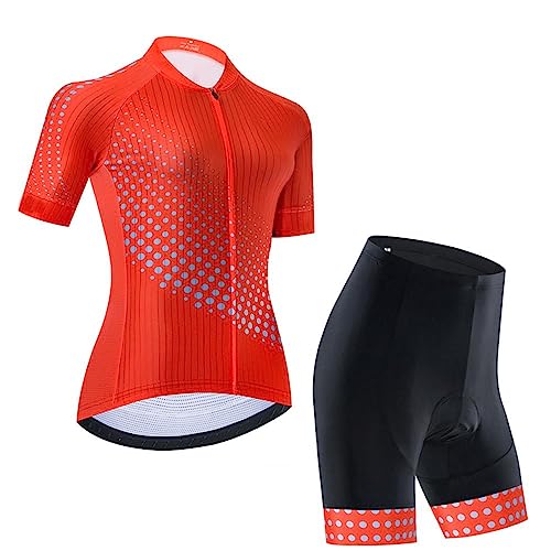 SUDU SUDO Women's Cycling Jersey Set Breathable Road Bike Shirts Kit Short Sleeve Cycling Clothing with 20D Gel Padded Bib Shorts - Image 1
