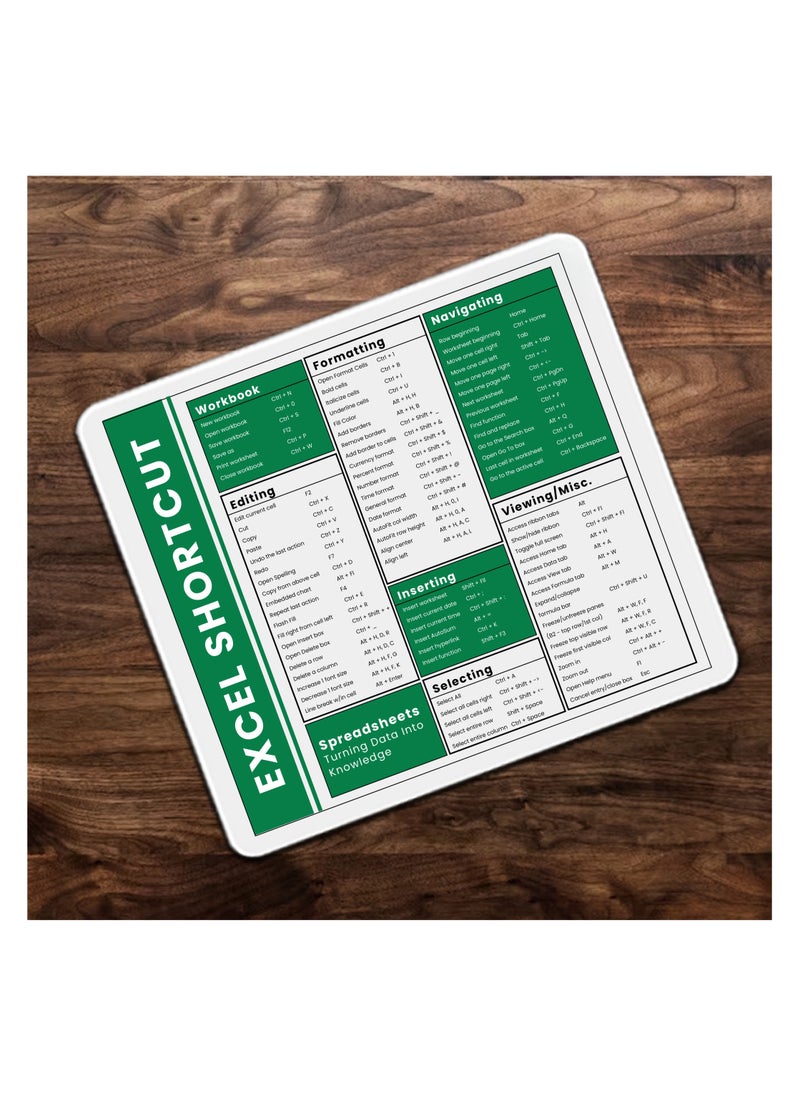 PRINTSHOP4ME - Excel Shortcut Printed Mousepad - Gift for Accountant - Employees - Dad - Coworkers - Colleagues - Friends and Family - Mousepad for Printed Excel Cheat Sheet - Image 1
