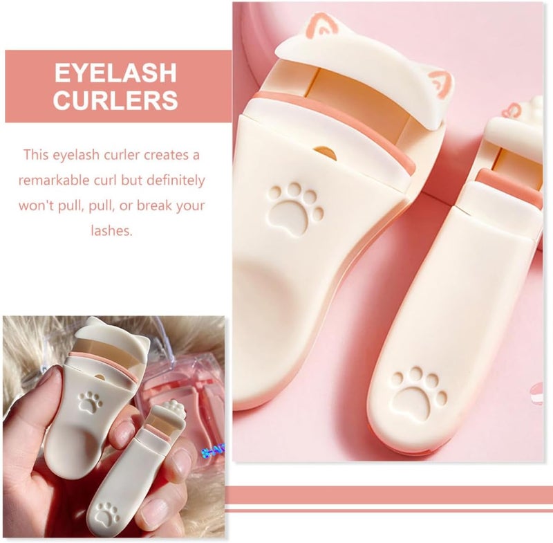 2pcs Eyelash Curlers Asian Eyelash Tool Applicator Portable Press Type with Curl for Beginners Travel Makeup Accessories Ivory White - Image 3
