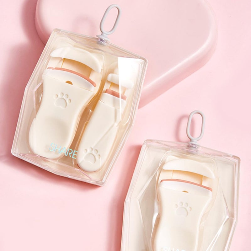 2pcs Eyelash Curlers Asian Eyelash Tool Applicator Portable Press Type with Curl for Beginners Travel Makeup Accessories Ivory White - Image 5