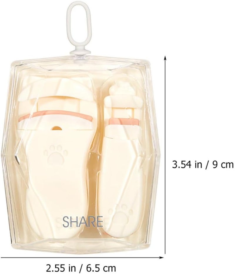 2pcs Eyelash Curlers Asian Eyelash Tool Applicator Portable Press Type with Curl for Beginners Travel Makeup Accessories Ivory White - Image 2