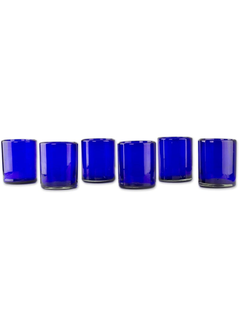 NOVICA NOVICA Hand Blown Blue Recycled Glasses 12 Oz 14341 Cobalt Dreams Tumbler Set of 6 6 Count Pack of 1  - Image 4