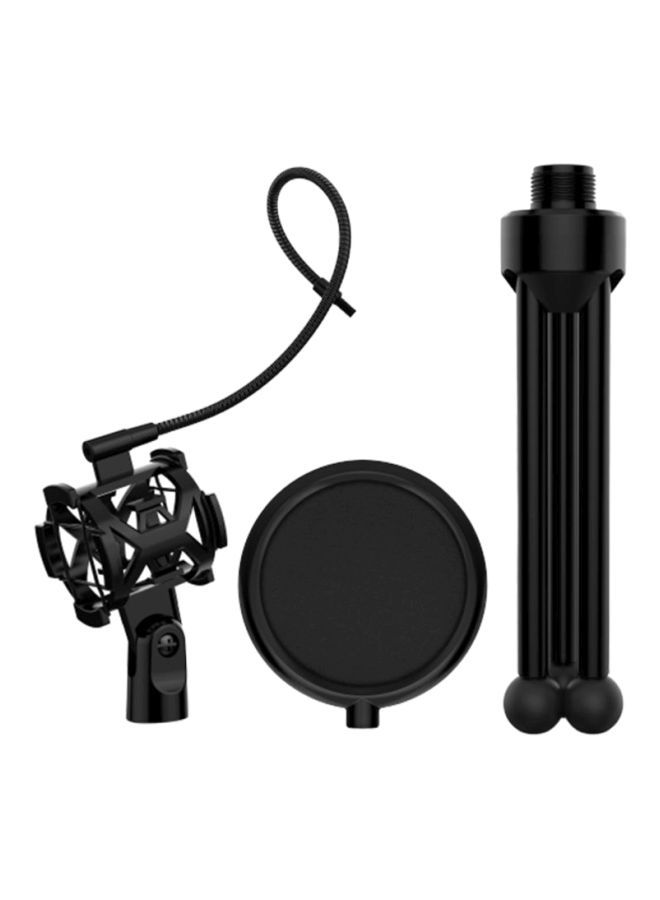 NIBEMINENT Pop Filter Studio Microphone Mic With Tripod Stand I3932zxc Black - Image 1