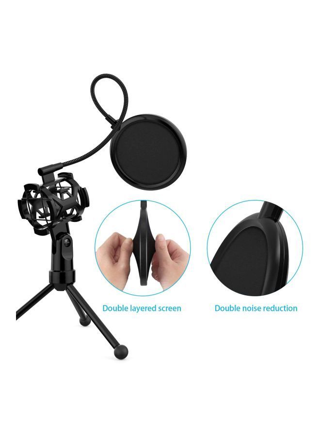 NIBEMINENT Pop Filter Studio Microphone Mic With Tripod Stand I3932zxc Black - Image 4