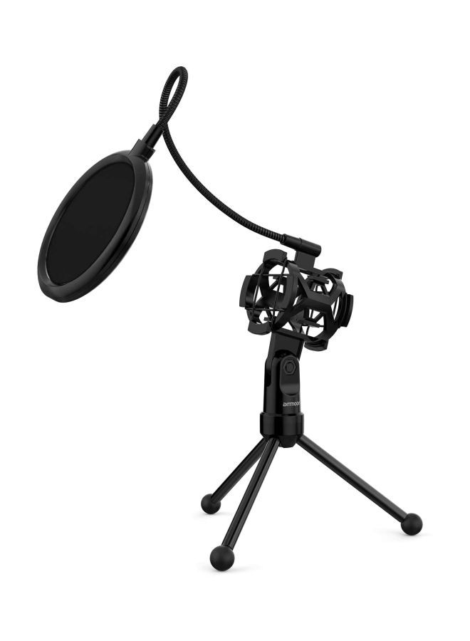 NIBEMINENT Pop Filter Studio Microphone Mic With Tripod Stand I3932zxc Black - Image 3