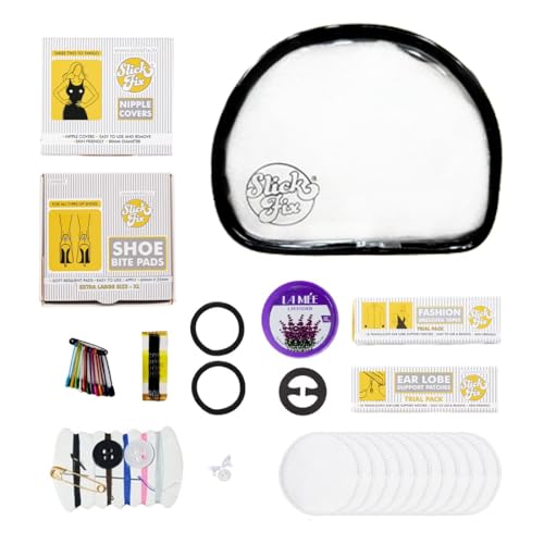 SlickFix Fashion Emergency Kit with Travel Pouch | 13 Must-Have Fashion & Wardrobe Fix Essentials – Safety Pins, Dressing Tape, Nipple Covers, Shoe Bite Pads & More | Perfect for Travel, Weddings & Daily Use - Image 1