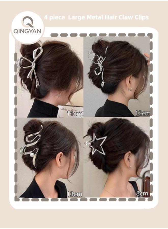 سماوي روك 4 حزمة كبيرة معدنية الشعر مخلب المقاطع ، الكمال فك الشعر المشابك للنساء والأرقق ، تصميم الشعر السميك ، قوية عقد الشعر ، أزياء ملحقات الشعر - Image 1