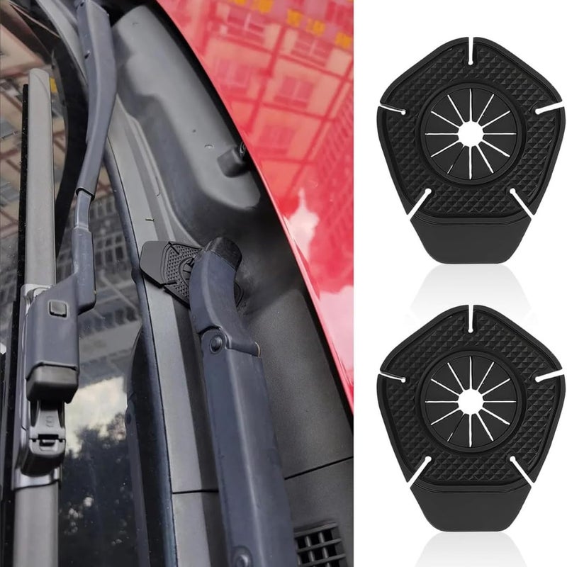 TASMAX car Accessories 2025 Wiper pad Hole Protector Pad Car Silicon Wiper 2 PCs Windshield Cars Wiper Cover Dust Front Cover Accessories Universal Weatherproof Flexible & Durable for (Black) - Image 1