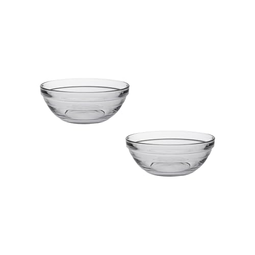 Duralex France Gigogne Clear Stackable Glass Bowl 310ml | Set of 2 | Multi-Purpose Serving & Mixing | Clear, Scratch-Resistant, 3X Stronger, Microwave & Dishwasher Safe - Image 1