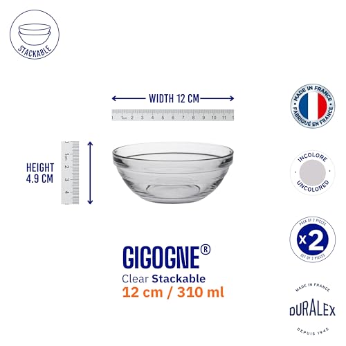 Duralex France Gigogne Clear Stackable Glass Bowl 310ml | Set of 2 | Multi-Purpose Serving & Mixing | Clear, Scratch-Resistant, 3X Stronger, Microwave & Dishwasher Safe - Image 5