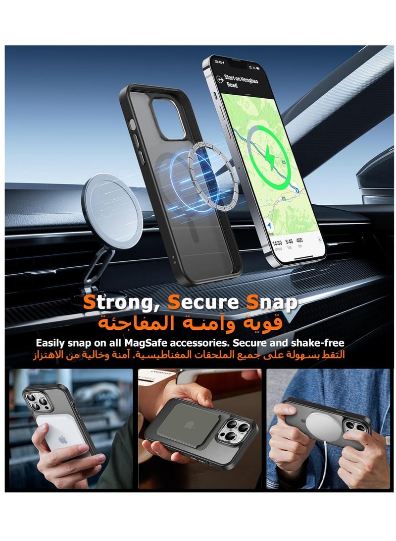 Asan Ge Magnetic Case for iPhone 13 Pro Max, Compatible with MagSafe Shockproof Protection Cover, Translucent Matte Phone Case with Strong Magnet, Slim Case for Apple 13 Pro Max 6.7 Inch (2021)(Black) - Image 2