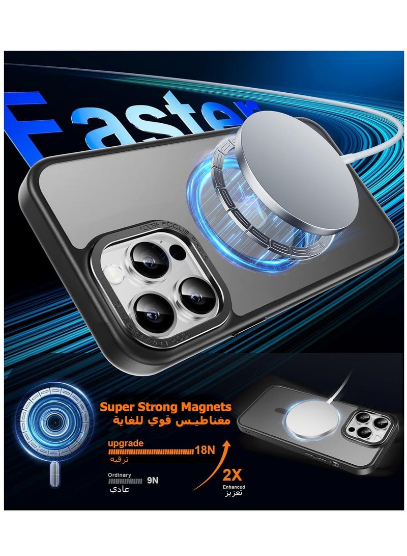 Asan Ge Magnetic Case for iPhone 13 Pro Max, Compatible with MagSafe Shockproof Protection Cover, Translucent Matte Phone Case with Strong Magnet, Slim Case for Apple 13 Pro Max 6.7 Inch (2021)(Black) - Image 1