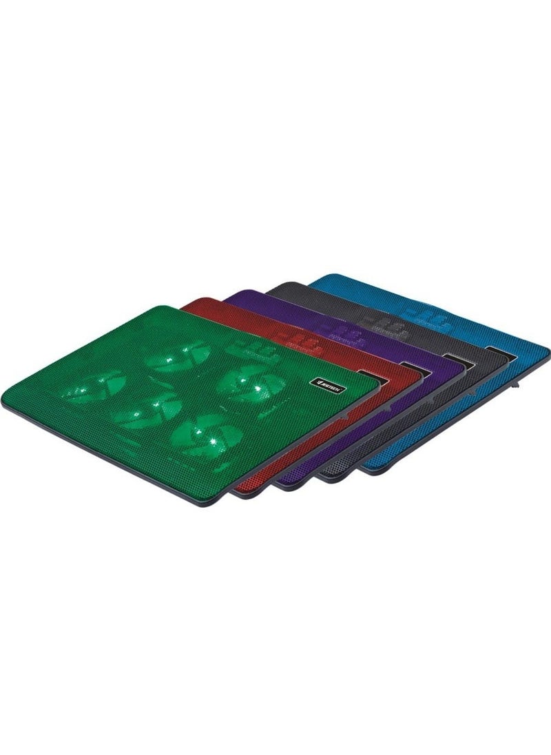 JERTECH Thin Multi Function Laptop Cooler With Blue Light And 5 Fan Leaf - Black KL331  - Image 3
