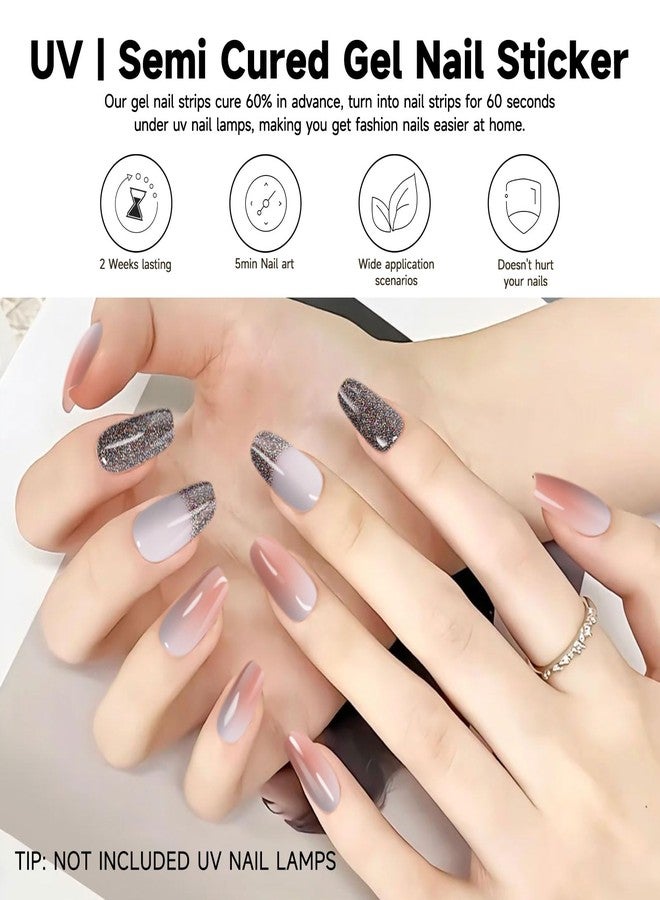 DUKASOU Semi Cured Gel Nail Strips | 28 pcs Gel Nails Strips Work with Any UV Lamps, Long Lasting UV Nail Stickers for Women DIY Nails Wraps(Bean Red) - Image 4