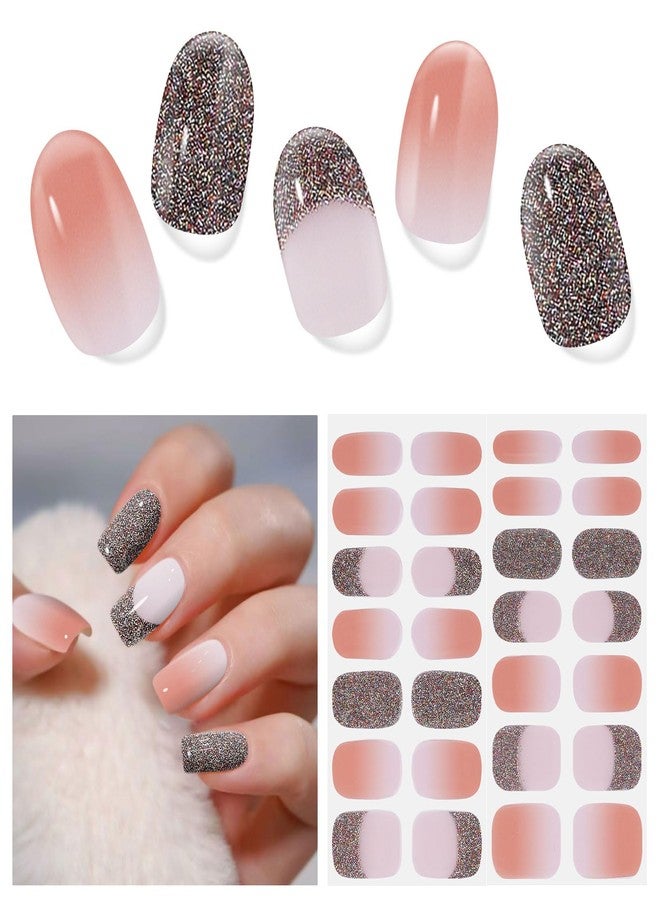 DUKASOU Semi Cured Gel Nail Strips | 28 pcs Gel Nails Strips Work with Any UV Lamps, Long Lasting UV Nail Stickers for Women DIY Nails Wraps(Bean Red) - Image 1