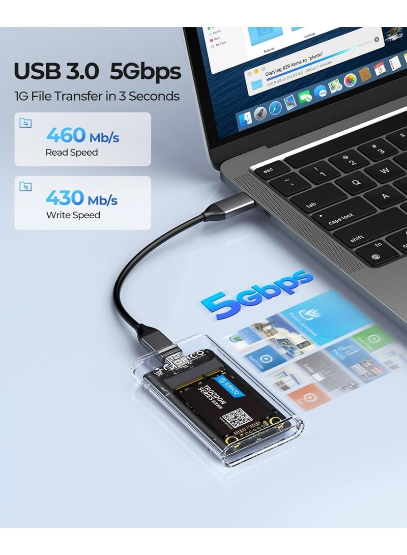 ORICO 5 Gbit/s USB 3.0 mSATA SSD Enclosure, Tool-Free Transparent External mSATA 3050 SSD Adapter with USB C to C Cable, 2 TB Max - Image 3