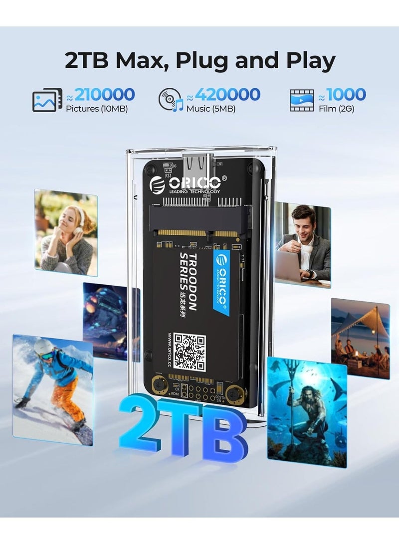 ORICO 5 Gbit/s USB 3.0 mSATA SSD Enclosure, Tool-Free Transparent External mSATA 3050 SSD Adapter with USB C to C Cable, 2 TB Max - Image 2