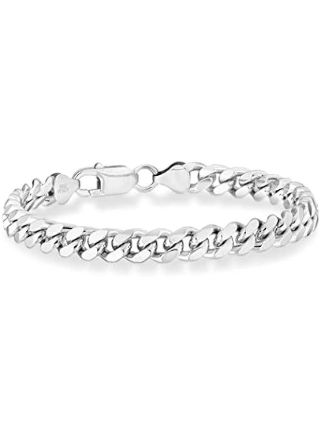 Arabest Italian Thick 925 Sterling Silver Solid Cuban Link Curb Chain Bracelet for Men, 3.2mm, 5mm, 7mm Made in Italy - Image 1