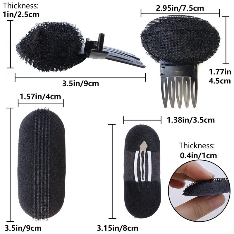 TCOTBE Women's Fluffy Princess Styling Volume Hair Pads(4) and Bump Up Combs(2) Inserts - 6 Pcs Set for DIY Hairstyles - Image 2