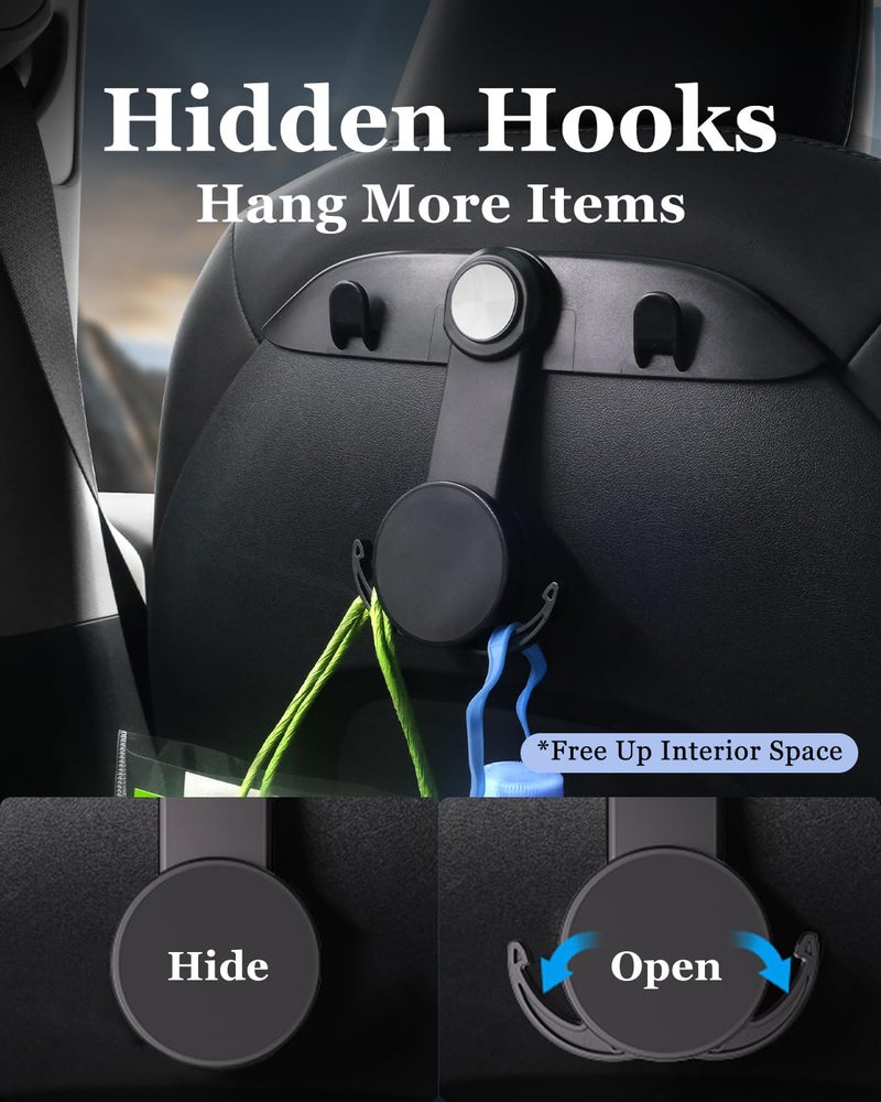 DICMKY 1 Pack Car Seat Hooks & Magnetic Phone Holder for Tesla Model Y(Juniper) Model 3(Highland) Accessories 2025 2024 2023 2022 2021, Car Seat Back Storage Purse/Bag/Hat Hook for iPhone - Image 4