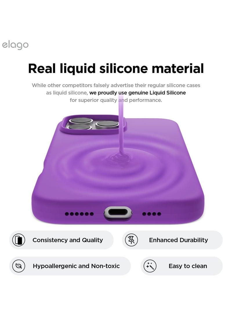 Elago Liquid Silicone for iPhone 16 Pro MAX Case Cover Full Body Protection, Shockproof, Slim, Anti-Scratch Soft Microfiber Lining - Neon Purple - Image 3