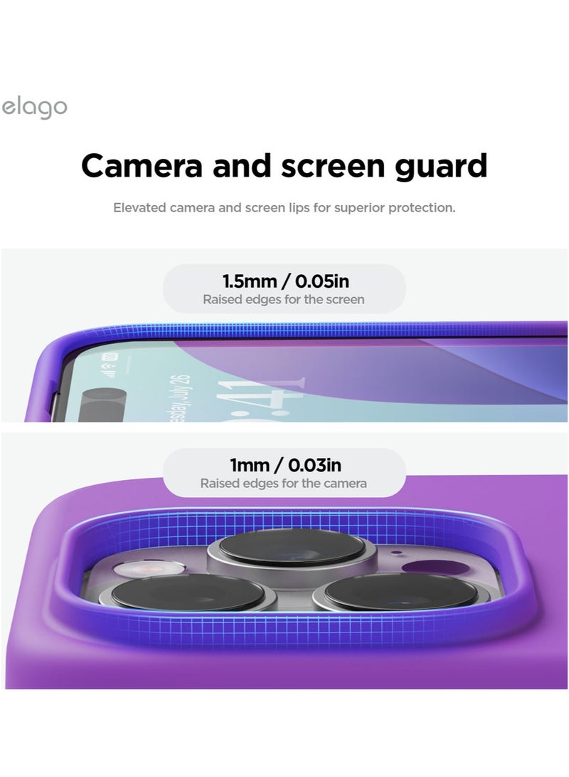 Elago Liquid Silicone for iPhone 16 Pro MAX Case Cover Full Body Protection, Shockproof, Slim, Anti-Scratch Soft Microfiber Lining - Neon Purple - Image 5
