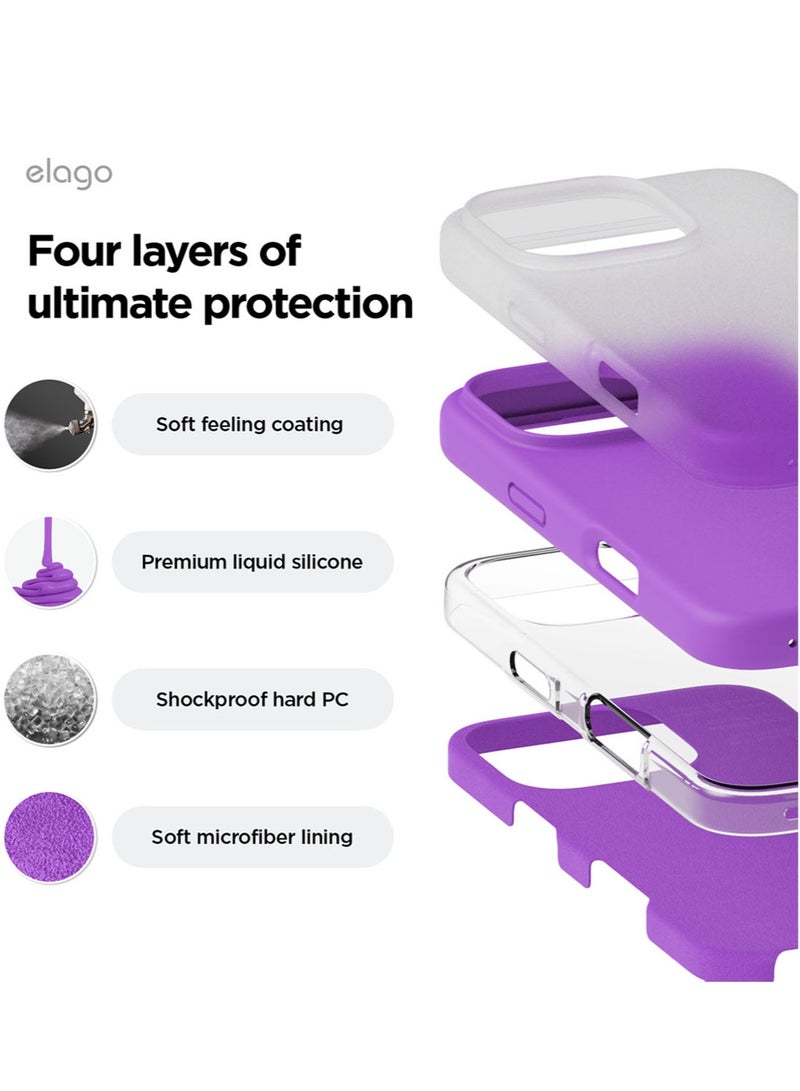 Elago Liquid Silicone for iPhone 16 Pro MAX Case Cover Full Body Protection, Shockproof, Slim, Anti-Scratch Soft Microfiber Lining - Neon Purple - Image 4