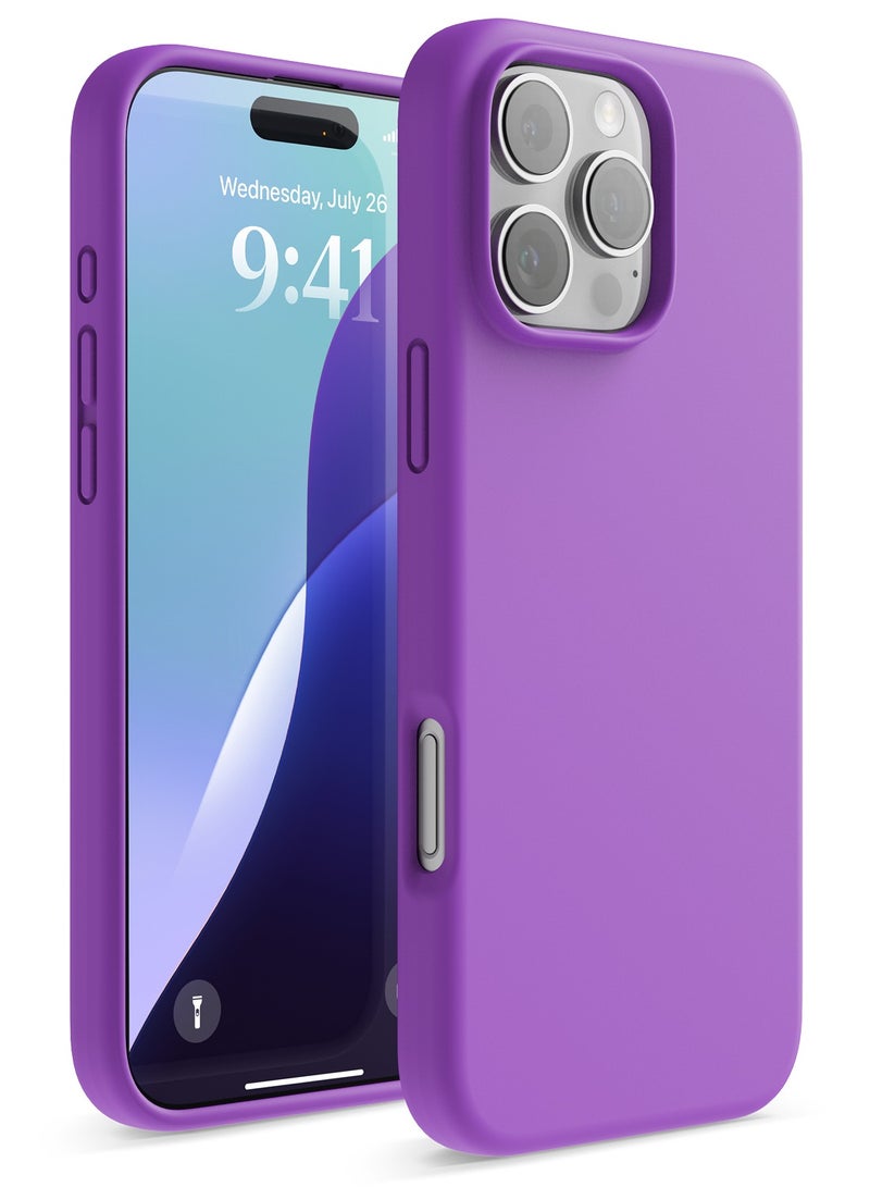 Elago Liquid Silicone for iPhone 16 Pro MAX Case Cover Full Body Protection, Shockproof, Slim, Anti-Scratch Soft Microfiber Lining - Neon Purple - Image 1
