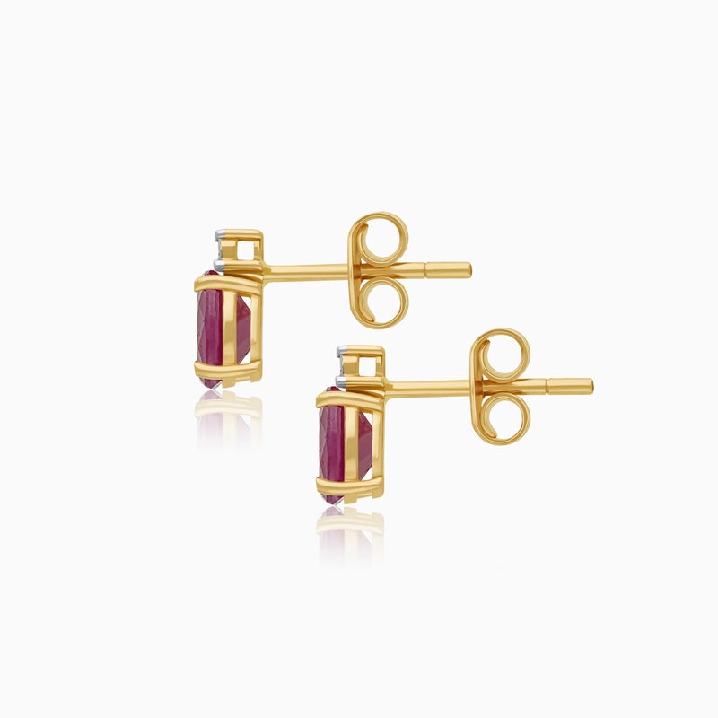 Jawhara Jewellery 18K Yellow Gold Earrings for Women, Natural Diamond & Ruby Stones, Colour Classic Collection Luxury Jewellery, Elegant Timeless Sparkling Statement Earrings, July Birthstone Gift By Jawhara Jewellery - Image 3