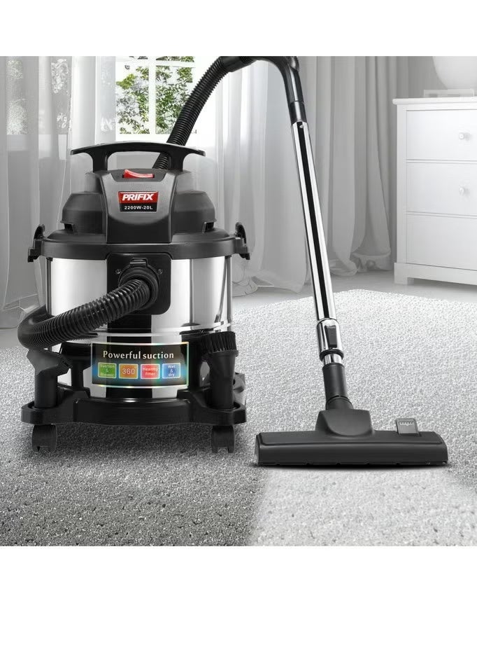 بريفيكس مكنسة بريفكس الدبابة، 2200 وات، سعة 20 لتر، أسود - فضي ، DVC2200 - Image 3