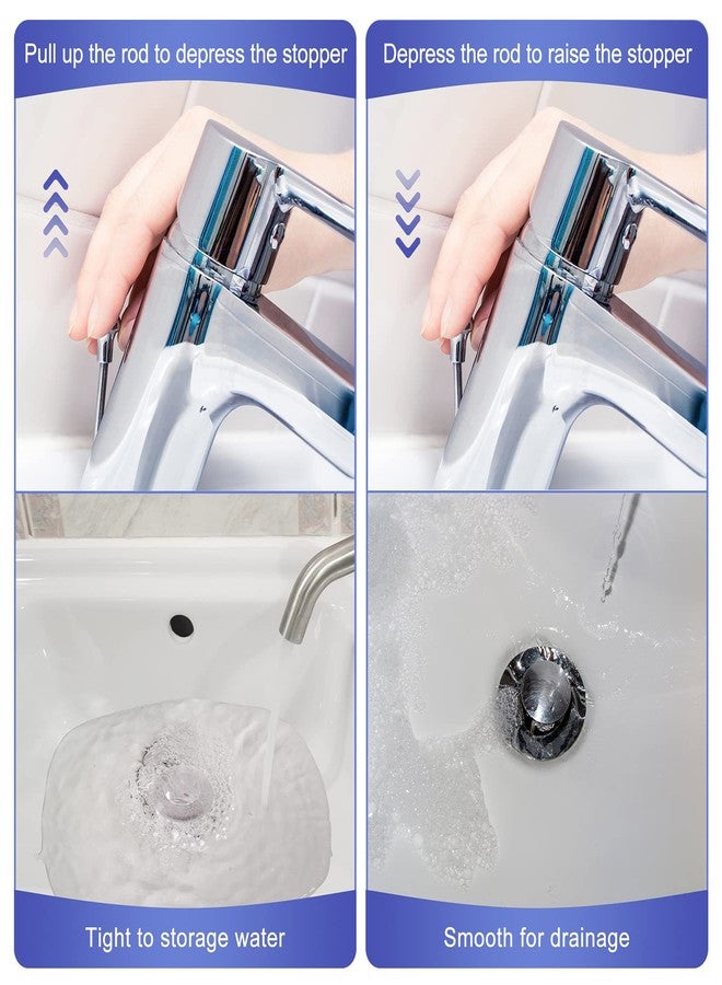 Enhon Pop up Stoppers Compatible with Moen Drain Components, Chrome Bathroom Sink Drain Plunger, 4-7/8 Tall, 1-1/4 Cap Dia, with 1 Mounting Hole and Gasket Seal, Replacement for 88994 (3 Pack) - Image 4