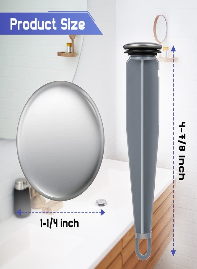 Enhon Pop up Stoppers Compatible with Moen Drain Components, Chrome Bathroom Sink Drain Plunger, 4-7/8 Tall, 1-1/4 Cap Dia, with 1 Mounting Hole and Gasket Seal, Replacement for 88994 (3 Pack) - Image 2