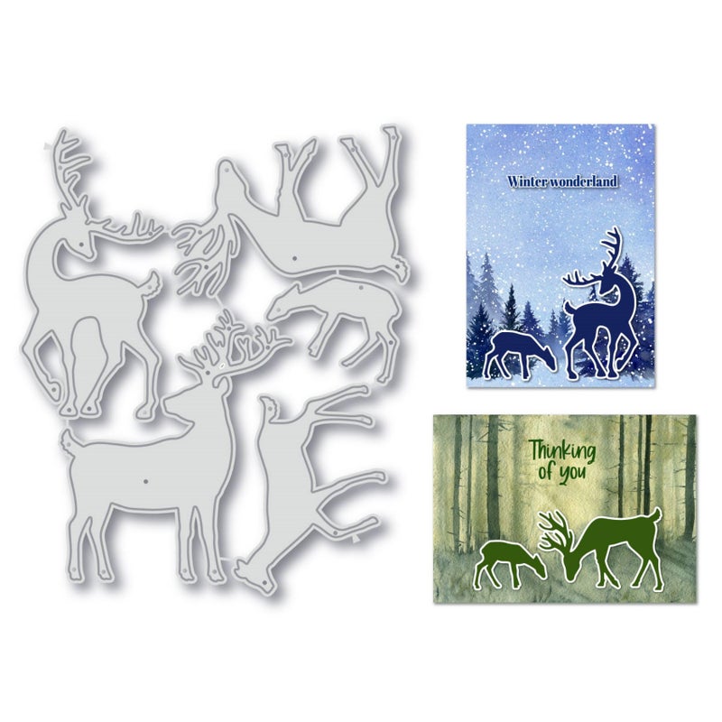 Arbuya 5pcsLot Reindeer Metal Die Cuts Deer Elk Cutting Dies Stencil Template for Cards Making DIY Paper Crafting Scrapbooking