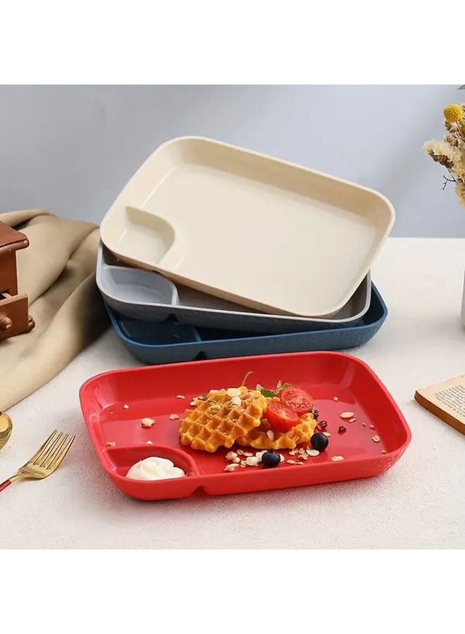 Red 4pcs Plastic Divided Sauce Plates For Snacks Dumplings Desserts Fries - Image 5