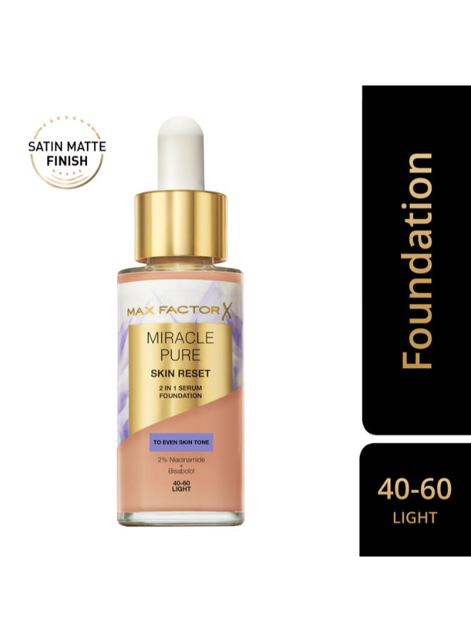 Max Factor Miracle Pure 2In1 Skin Reset Serum Foundation - 40-60 - Light, 30Ml - Image 2