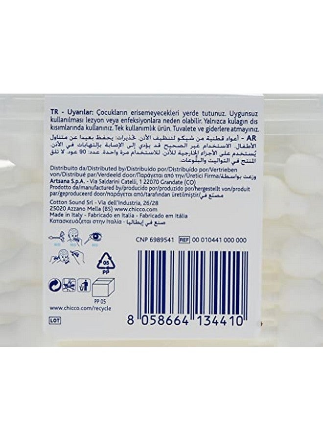 Chicco Cotton Buds With Ear Drum Protection, Made Of Paper Stem, Safe And Hygienic For Babies, Biodegredable (Pack Of 90 Pieces) - Image 3