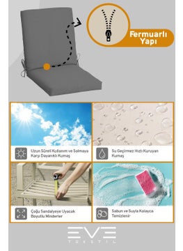 Eve Tekstil Garden - Living Room - Balcony Backrest Zippered Connectable Washable Chair Cushion 6 Pieces  - Image 4