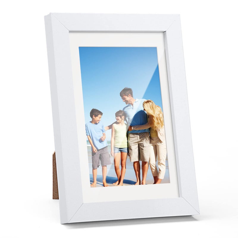 TWING 5x7 Picture Frame White Displays 4x6 Photo Frame with Mat or 5x7 Inch Without MatMade of Plexiglass MDF Wood Table Top Display and Wall Mounting Ideal Gift to Family and Friends