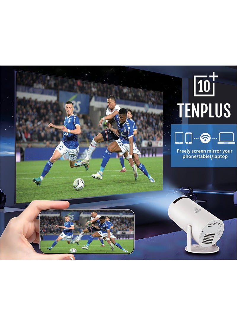 tenplus "TENPLUS Smart Projector | Built-in Android 11, Ultra HD 4K Support, Dual-Band WiFi 2.4/5G + Bluetooth, Miracast Screen Sharing, 160 ANSI Brightness, Giant 120'' Cinematic Display, and Immersive Surround Sound Experience" - Image 2